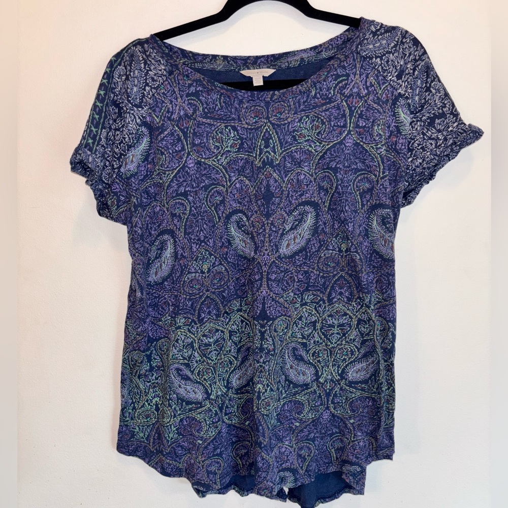 LUCKY BRAND NAVY PAISLEY TOP
